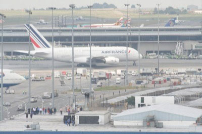 A380 approaching gate