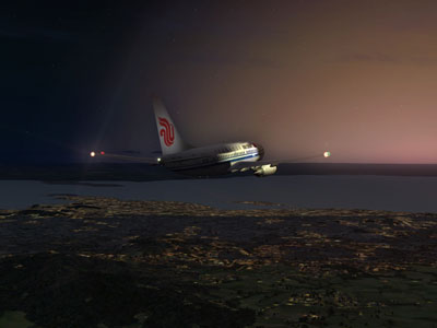 Air China Boeing 737-600 at night