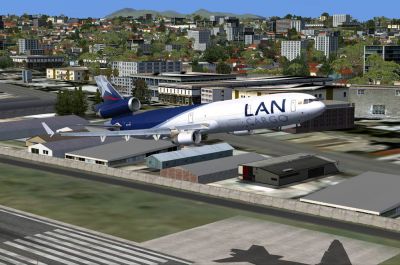 LAN Cargo McDonnell Douglas MD-11F shortly after take-off.