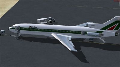 Alitalia Boeing 727-200 on tarmac.
