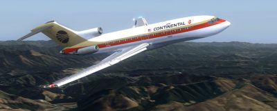 Continental Airlines Boeing 727-100 in flight.