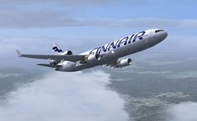 Finnair McDonnell Douglas MD-11 in flight.
