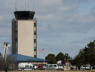 The control tower at Bishop International Airport