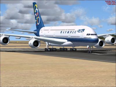 Olympic Airlines Airbus A380-800 on runway.