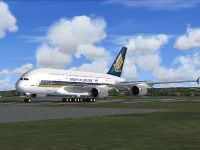 Singapore Airlines Airbus A380 on runway.