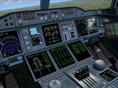 View from cockpit of Singapore Airlines Airbus A380.
