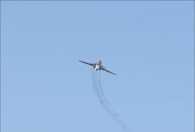 Black smoke demonstration in flight.