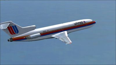 United Airlines Boeing 727-200 in flight.