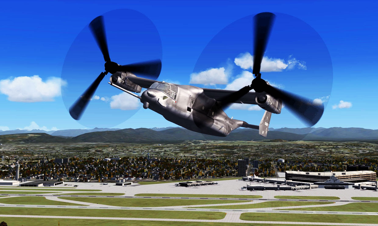 Bell-Boeing V-22 Osprey tiltrotor helicopter for FSX.