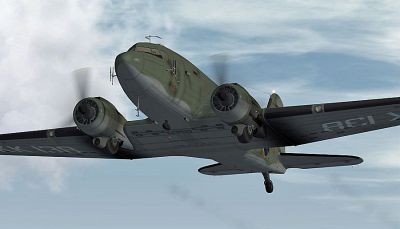 Screenshot of Douglas C-47 KK138 in flight.