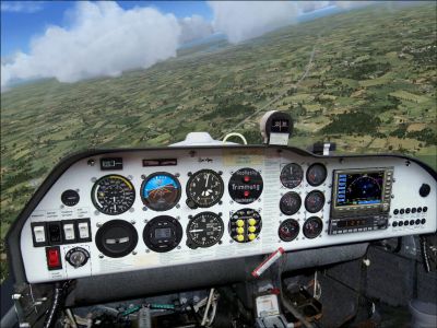 Cockpit view of MCR - 01 Ultralight in flight.