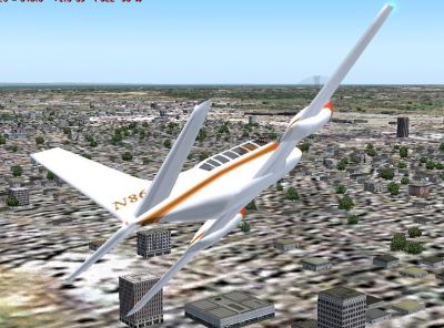 Cessna 404 Titan in flight.