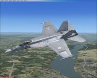 RCAF F/A-18E SuperBug, CAF-425 Squadron, in flight.