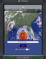 FSWidgets' Electronic Flight Board showing weather satellite map