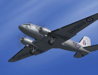 Royal Air Force Douglas C-47 Skytrain KN660 in flight.