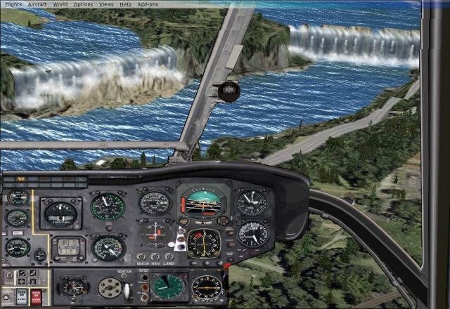 UK PUMA Helicopter over the Niagara Falls -Canadian Side. From the Microsoft Flight Simulator X gallery.