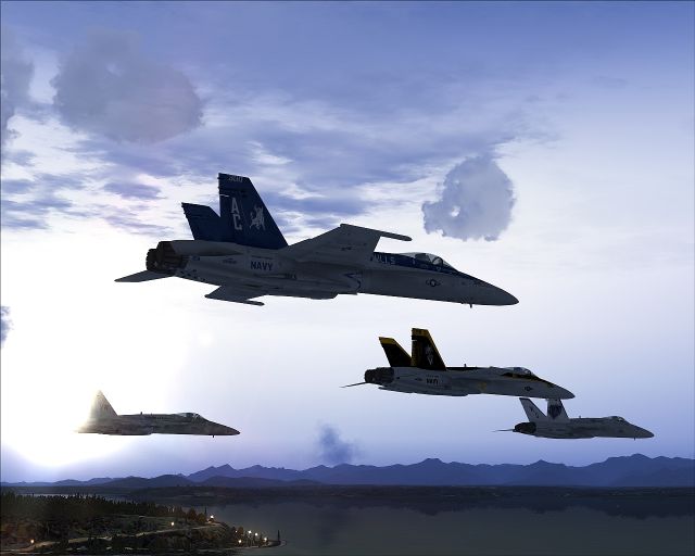 Formation of four Hornets. From the Microsoft Flight Simulator X gallery.