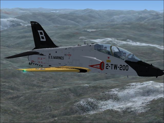 T-45C Goshawk flying over Rocky Mountains. From the Microsoft Flight Simulator X gallery.