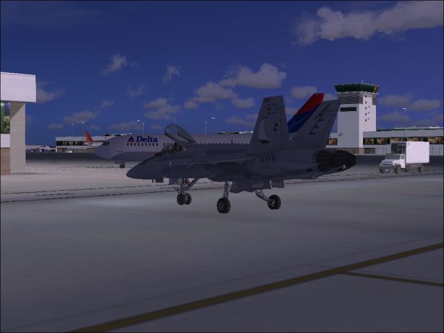 F-18 on Cincinnati Tarmac. From the Microsoft Flight Simulator X gallery.