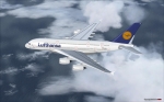 Lufthansa A380 over ocean