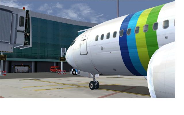 Transavia 737 at Barcelona (LEBL). From the Microsoft Flight Simulator 2004 gallery.