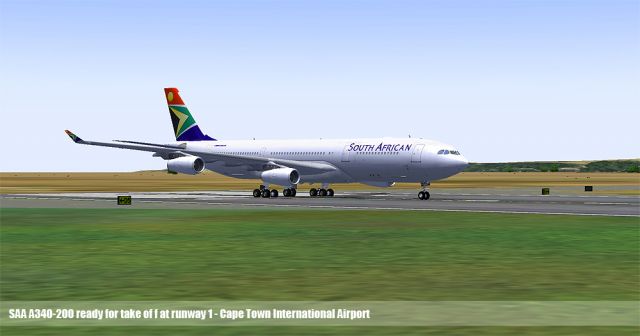 SAA A340-200 Cape Town International Airport. From the Microsoft Flight Simulator 2004 gallery.