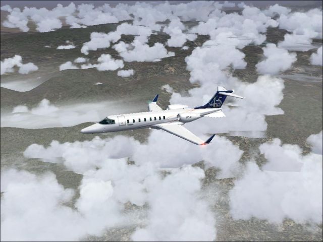 LearJet 45 Flying Over Clouds. From the Microsoft Flight Simulator 2004 gallery.
