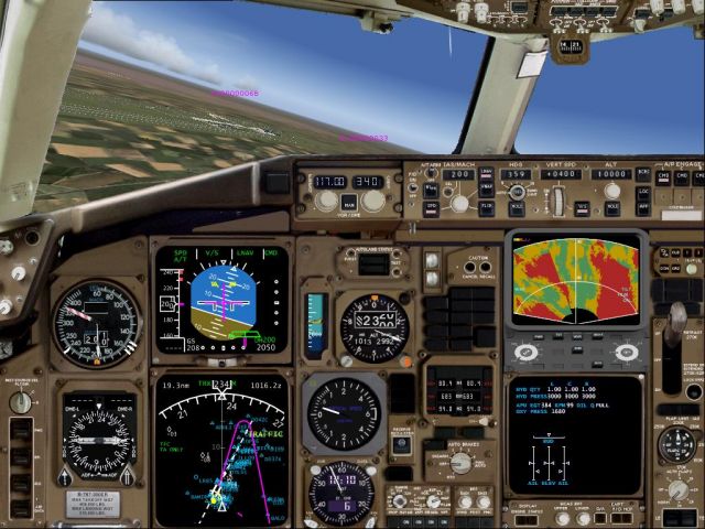B767-300 Level D Cockpit. From the Microsoft Flight Simulator 2004 gallery.