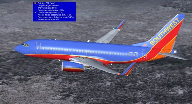 Southwest Airlines 737 turning. From the Microsoft Flight Simulator 2004 gallery.