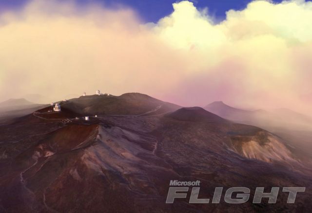 Telescopes on Mountain 2. From the Microsoft Flight gallery.
