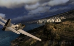 WWII Fighter Flying Towards City