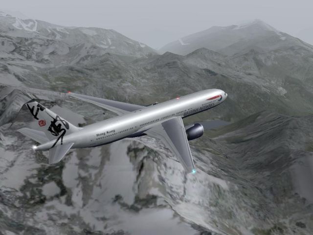 Boeing 777 over the Alps. From the X-Plane gallery.