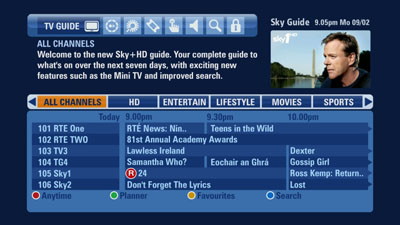 New Sky Menu EPG arrives for HD customers