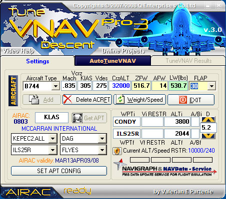 Screenshot from TuneVNAV Descent Pro3