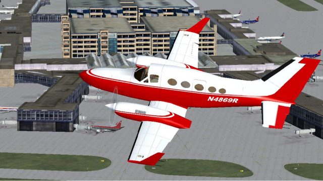 Screenshot 1 — Red/White Cessna 414 Chancellor N4869R