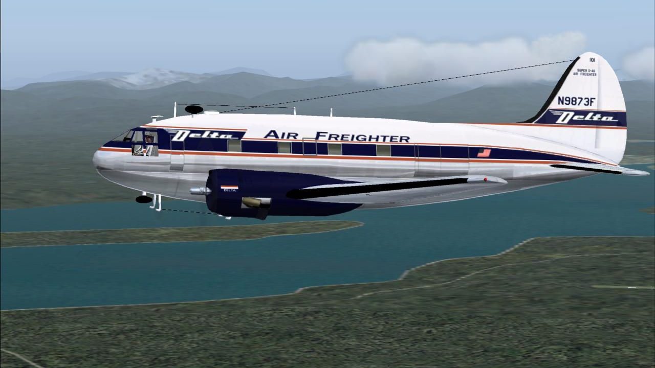 ブリキ　飛行機　ノースウェスト　DC4 Delta Air Lines Curtiss C-46 N9873F for FS2004