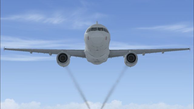 Screenshot 1 — Default Airbus A321 Engine Smoke Effect
