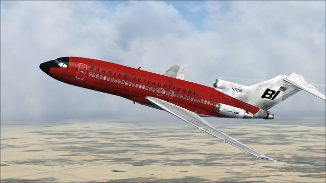 Screenshot 1 — Braniff Boeing 727-100 "Jellybean Red" N7296
