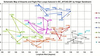 Screenshot 1 — AFCAD and flightplans for 47 airports in B.C