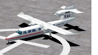 Screenshot 1 — Repaint of "g-joey" in Vieques Air Link livery. Textures only