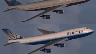 Screenshot 1 — United Airlines Boeing 747-400 old/new repaints