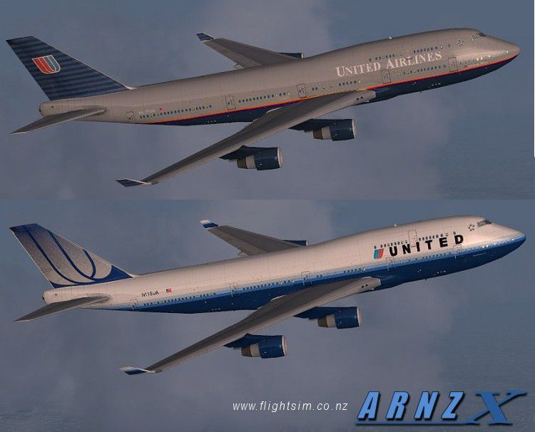 United Airlines Boeing 747-400 old/new repaints for FSX