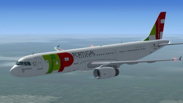 Screenshot 1 — TAP Air Portugal Airbus A321, registration CS-TJG, "Amalia Rodrigues" 