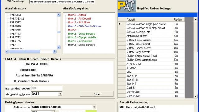 Screenshot 1 — Aircraft Parking Codes Manager