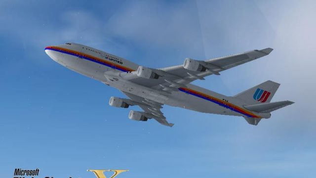 Screenshot 1 — United Airlines Boeing 747-400 (old colors)