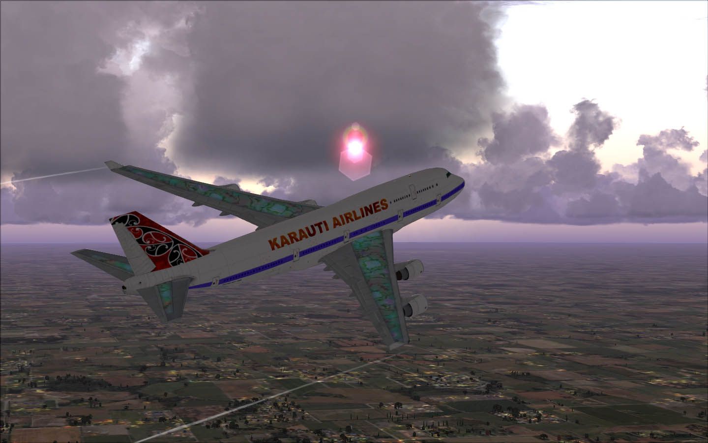 White/Purple Karauti Boeing 747-400 for FSX