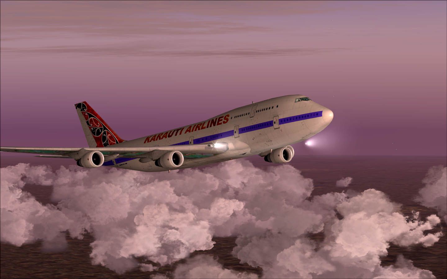 White/Purple Karauti Boeing 747-400 for FSX