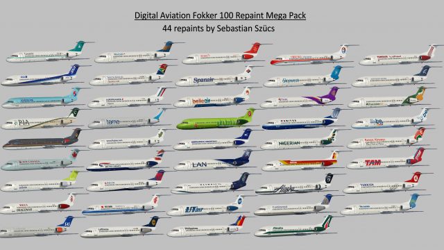 Screenshot 1 — Digital Aviation Fokker 100 Mega Repaint Pack