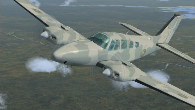 Screenshot 1 — Camouflaged Beechcraft Baron