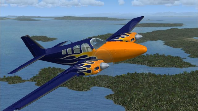 Screenshot 1 — Blue With Orange Flames Beech Baron 58